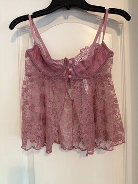 Out From Under (Urban Outfitters) lacey sheer camisole/top dusty pink